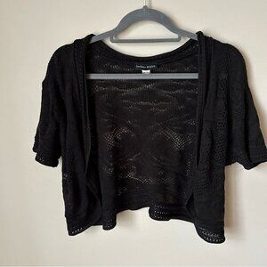 Sweater Project Black Crochet Short Sleeve Open Front Cardigan Women’s Size 3X